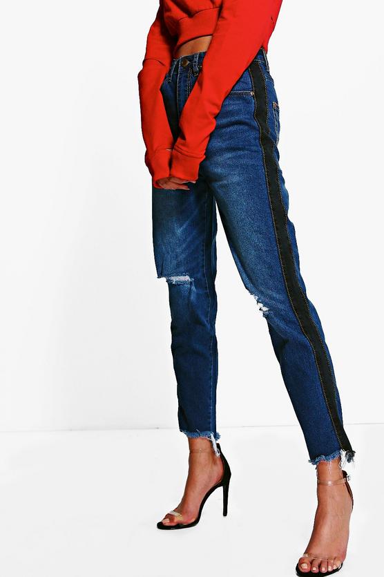 Hatty High Rise Two Tone Stripe Boyfriend Jeans